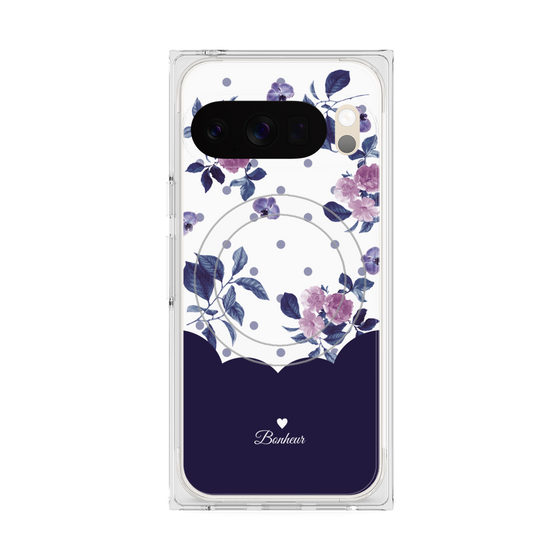 Premium Square Case with Pixelsnap［ Twin Dot Flower - Navy ］