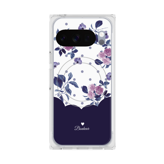 Premium Square Case with Pixelsnap［ Twin Dot Flower - Navy ］