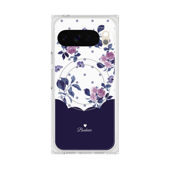Premium Square Case with Pixelsnap［ Twin Dot Flower - Navy ］