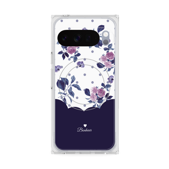 Premium Square Case with Pixelsnap［ Twin Dot Flower - Navy ］