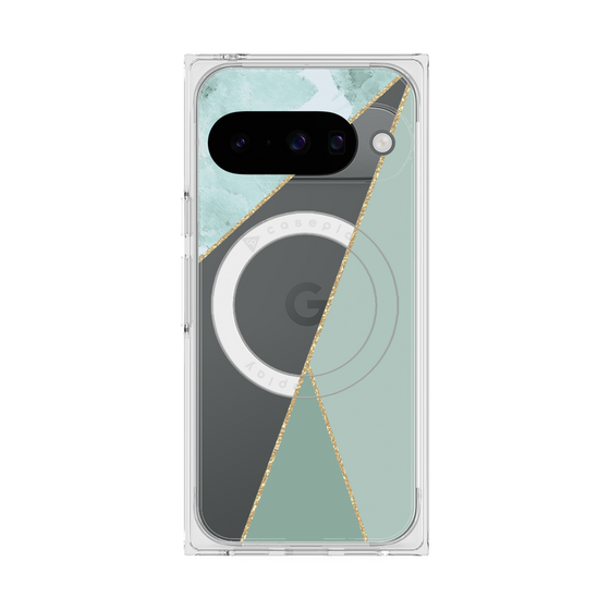 Premium Square Case with Pixelsnap［ Marble Triangle Palette - Green ］