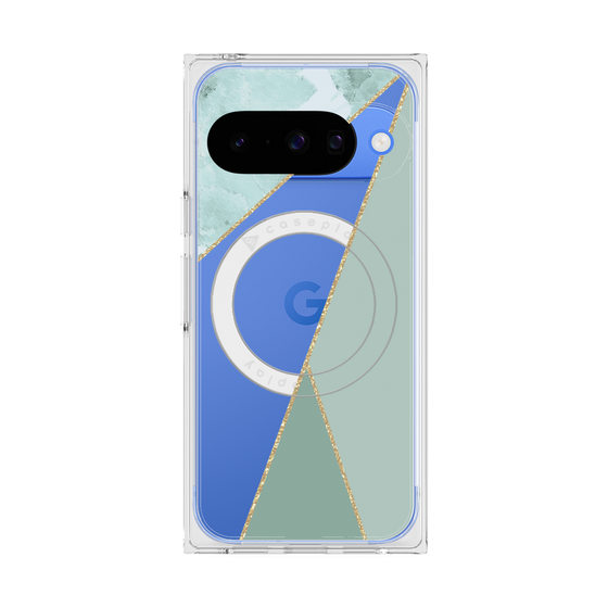 Premium Square Case with Pixelsnap［ Marble Triangle Palette - Green ］