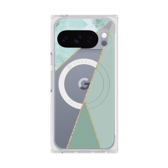 Premium Square Case with Pixelsnap［ Marble Triangle Palette - Green ］