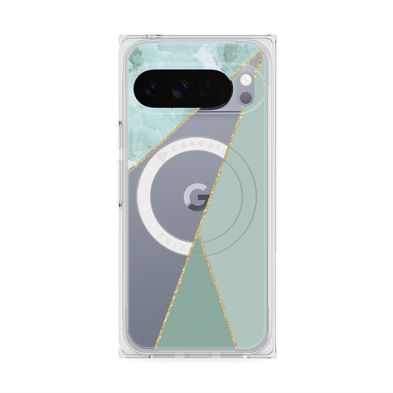 Premium Square Case with Pixelsnap［ Marble Triangle Palette - Green ］