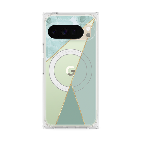 Premium Square Case with Pixelsnap［ Marble Triangle Palette - Green ］