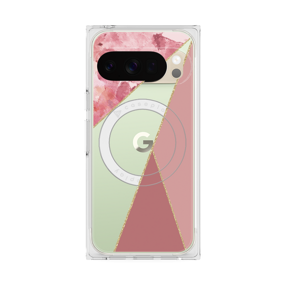 Premium Square Case with Pixelsnap［ Marble Triangle Palette - Pink ］