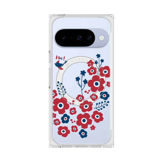 Premium Square Case with Pixelsnap［ Nordic Flower Bird ］