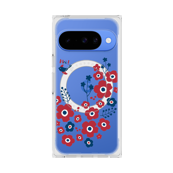 Premium Square Case with Pixelsnap［ Nordic Flower Bird ］