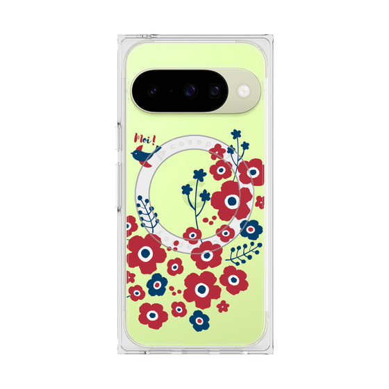 Premium Square Case with Pixelsnap［ Nordic Flower Bird ］