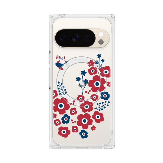 Premium Square Case with Pixelsnap［ Nordic Flower Bird ］