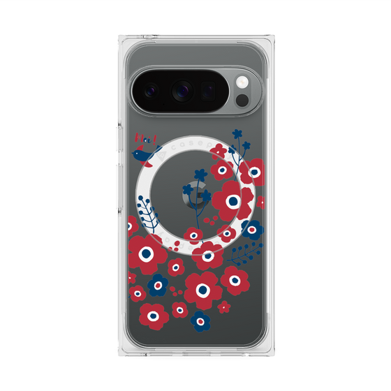 Premium Square Case with Pixelsnap［ Nordic Flower Bird ］