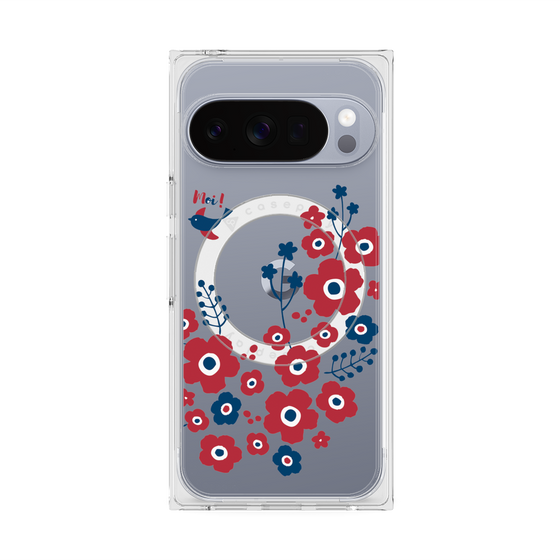 Premium Square Case with Pixelsnap［ Nordic Flower Bird ］