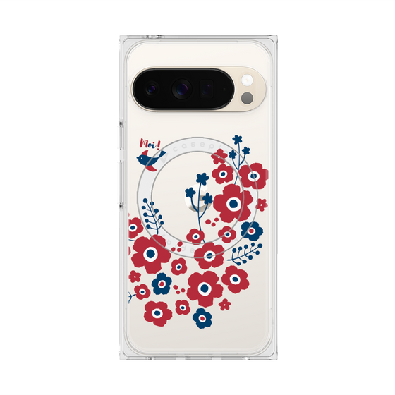 Premium Square Case with Pixelsnap［ Nordic Flower Bird ］