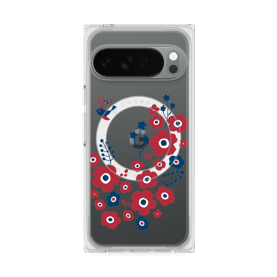 Premium Square Case with Pixelsnap［ Nordic Flower Bird ］