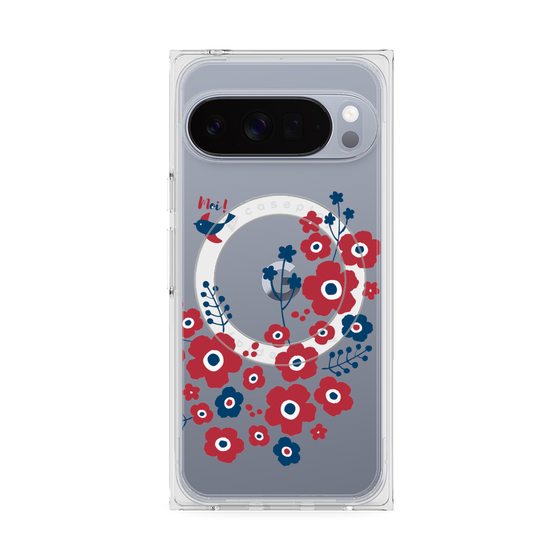 Premium Square Case with Pixelsnap［ Nordic Flower Bird ］