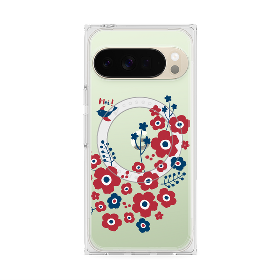 Premium Square Case with Pixelsnap［ Nordic Flower Bird ］