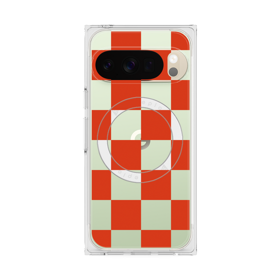 Premium Square Case with Pixelsnap［ Ichimatsu Pattern - Red ］
