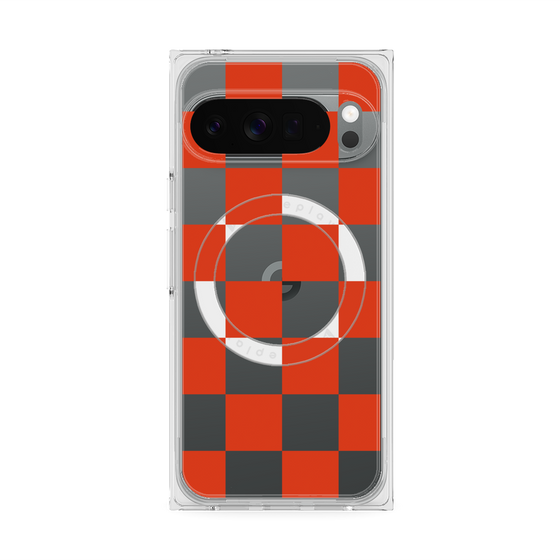 Premium Square Case with Pixelsnap［ Ichimatsu Pattern - Red ］