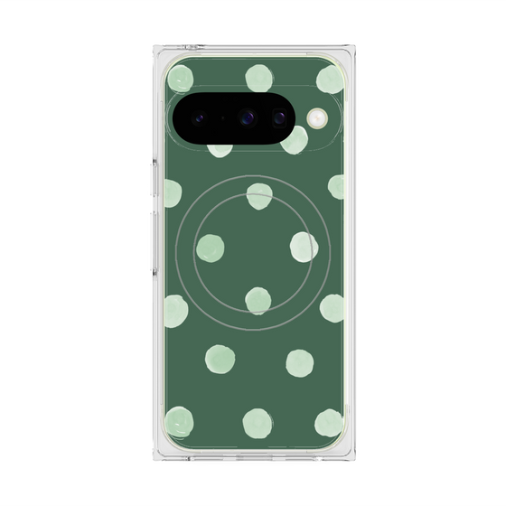 Premium Square Case with Pixelsnap［ Watercolor Dots Retro Color - Green ］