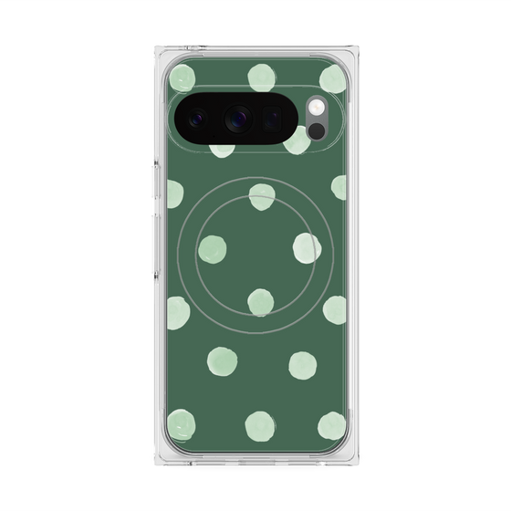 Premium Square Case with Pixelsnap［ Watercolor Dots Retro Color - Green ］