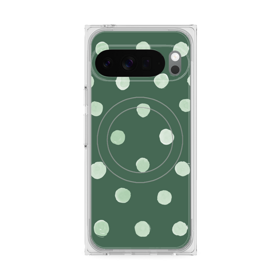 Premium Square Case with Pixelsnap［ Watercolor Dots Retro Color - Green ］