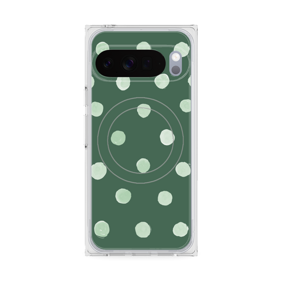 Premium Square Case with Pixelsnap［ Watercolor Dots Retro Color - Green ］