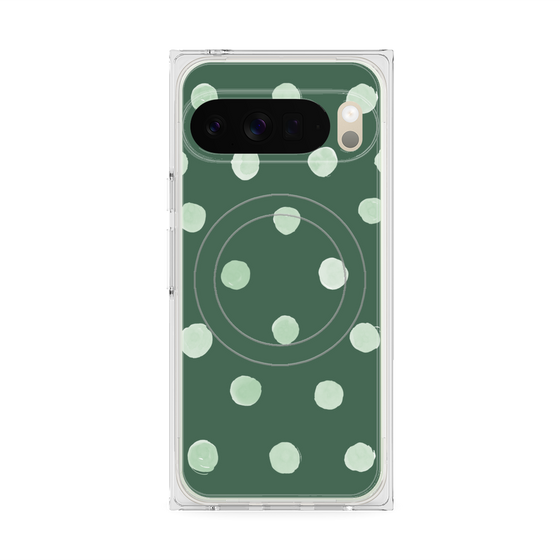 Premium Square Case with Pixelsnap［ Watercolor Dots Retro Color - Green ］