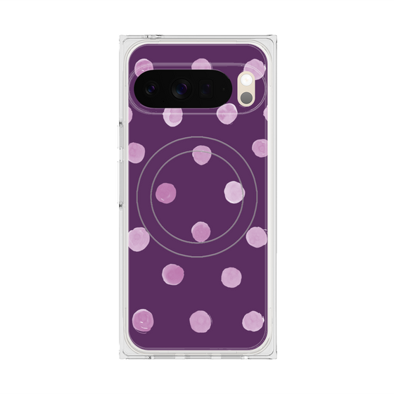 Premium Square Case with Pixelsnap［ Watercolor Dots Retro Color - Purple ］