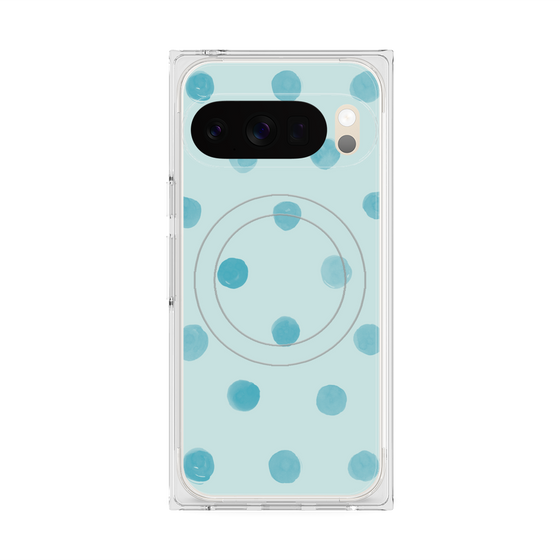Premium Square Case with Pixelsnap［ Watercolor Dots Retro Color - Light Blue ］