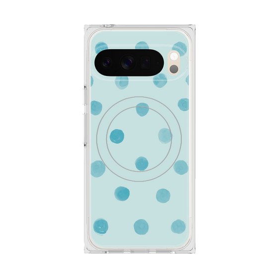 Premium Square Case with Pixelsnap［ Watercolor Dots Retro Color - Light Blue ］