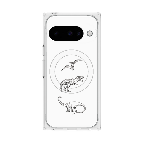 Premium Square Case with Pixelsnap［ Dinosaurs No.1 - White ］
