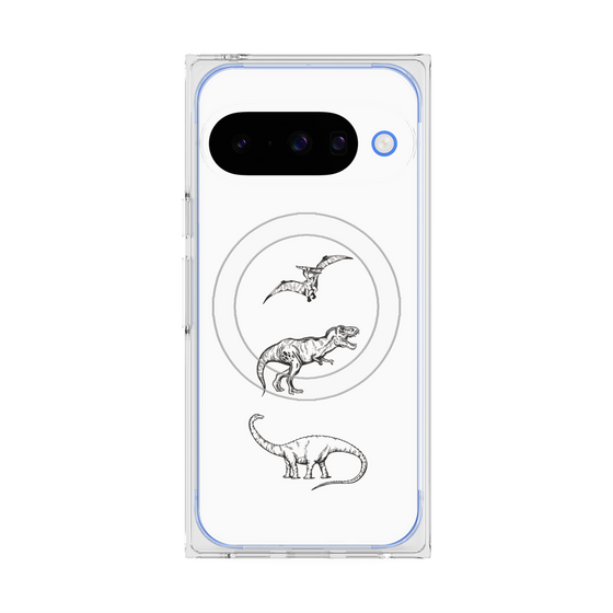 Premium Square Case with Pixelsnap［ Dinosaurs No.1 - White ］