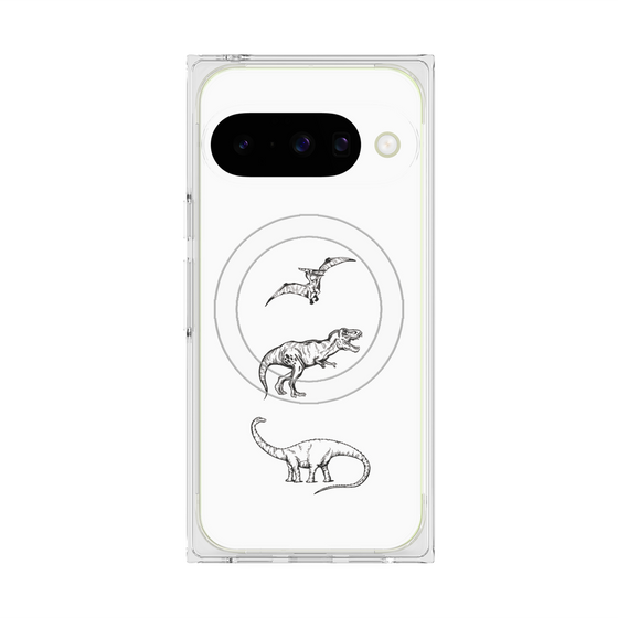Premium Square Case with Pixelsnap［ Dinosaurs No.1 - White ］