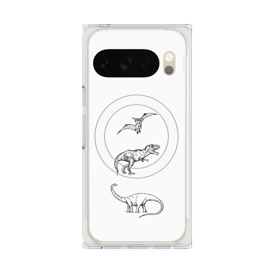 Premium Square Case with Pixelsnap［ Dinosaurs No.1 - White ］