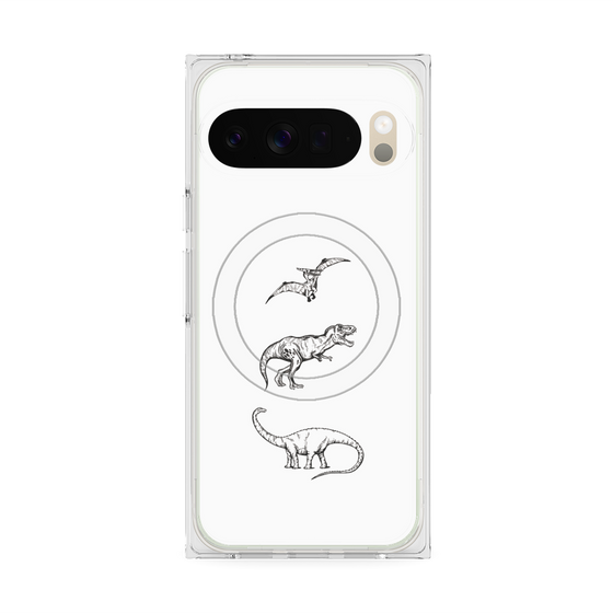 Premium Square Case with Pixelsnap［ Dinosaurs No.1 - White ］