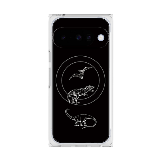 Premium Square Case with Pixelsnap［ Dinosaurs No.1 - Black ］