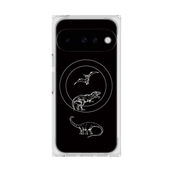 Premium Square Case with Pixelsnap［ Dinosaurs No.1 - Black ］
