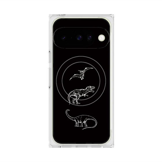 Premium Square Case with Pixelsnap［ Dinosaurs No.1 - Black ］