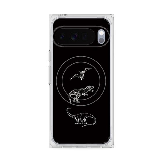 Premium Square Case with Pixelsnap［ Dinosaurs No.1 - Black ］