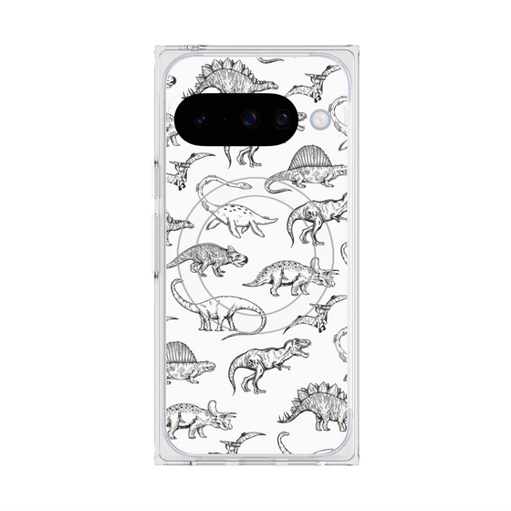 Premium Square Case with Pixelsnap［ Dinosaurs No.2 - White ］
