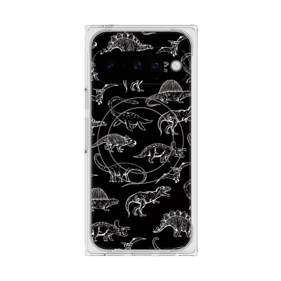 Premium Square Case with Pixelsnap［ Dinosaurs No.2 - Black ］