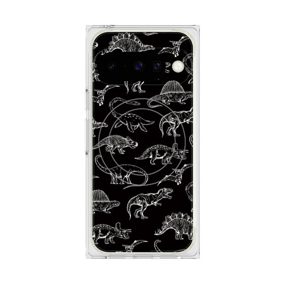 Premium Square Case with Pixelsnap［ Dinosaurs No.2 - Black ］