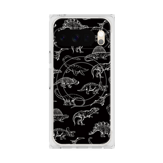 Premium Square Case with Pixelsnap［ Dinosaurs No.2 - Black ］