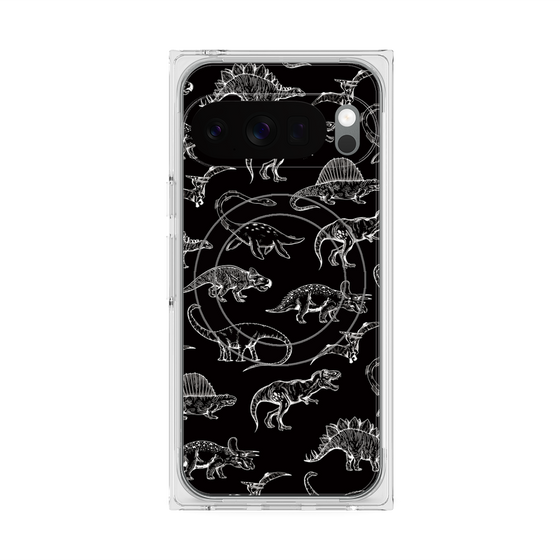 Premium Square Case with Pixelsnap［ Dinosaurs No.2 - Black ］