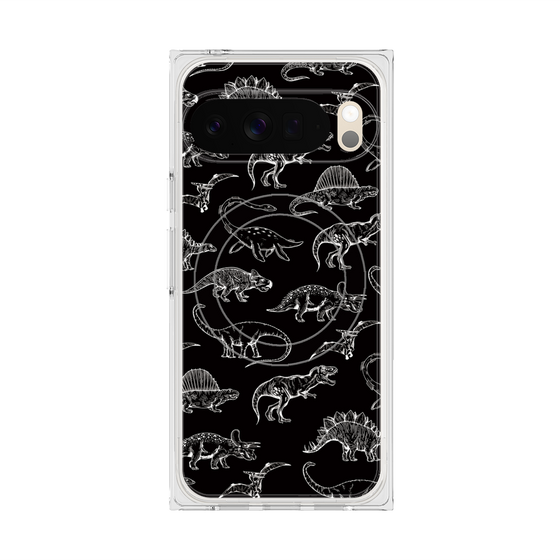 Premium Square Case with Pixelsnap［ Dinosaurs No.2 - Black ］