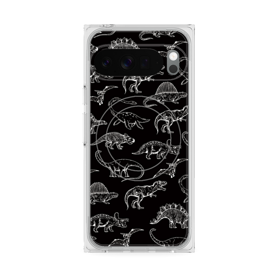 Premium Square Case with Pixelsnap［ Dinosaurs No.2 - Black ］