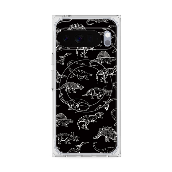 Premium Square Case with Pixelsnap［ Dinosaurs No.2 - Black ］