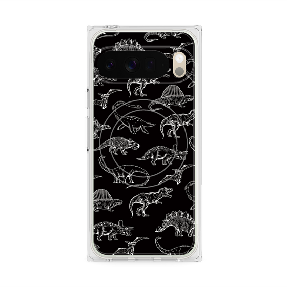 Premium Square Case with Pixelsnap［ Dinosaurs No.2 - Black ］