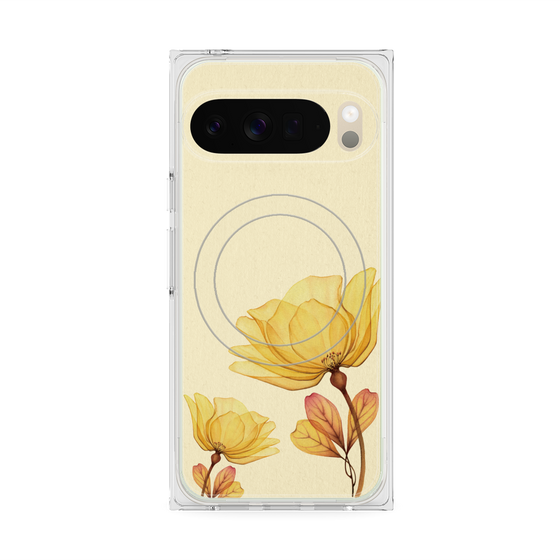 Premium Square Case with Pixelsnap［ Natural Flower - Yellow ］