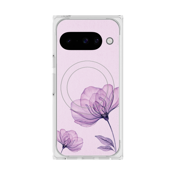 Premium Square Case with Pixelsnap［ Natural Flower - Purple ］